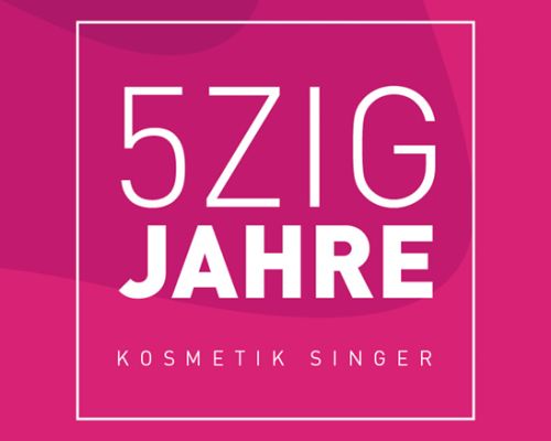 Jubiläumsgrafik 5ZIG Jahre Kosmetik Singer in Pink